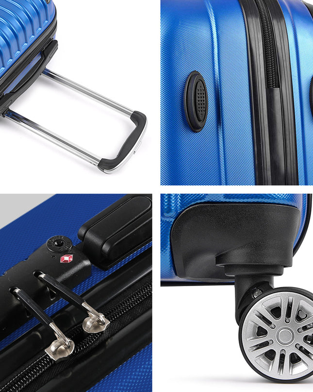 Wanderlite 28" 75cm Luggage Trolley Travel Suitcase Set Carry On Hard Case TSA Lock Lightweight Blue