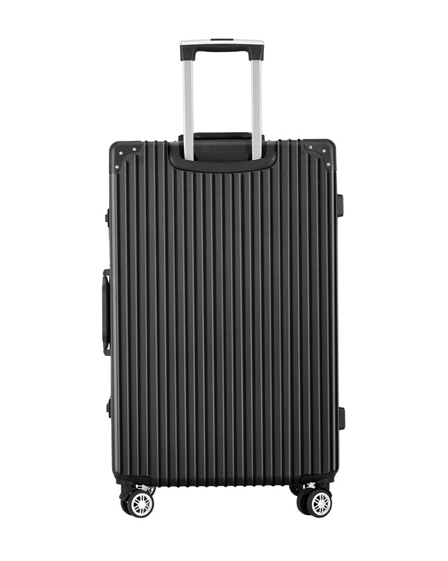 Wanderlite 28" Luggage Trolley Travel Suitcase Set TSA Hard Case Lightweight Aluminum Black