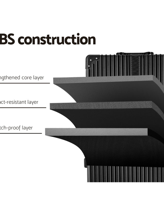 Wanderlite 28" Luggage Trolley Travel Suitcase Set TSA Hard Case Lightweight Aluminum Black