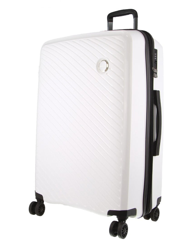 Pierre Cardin Inspired Milleni Checked Luggage Bag Travel Carry On Suitcase 75cm (124L) - White