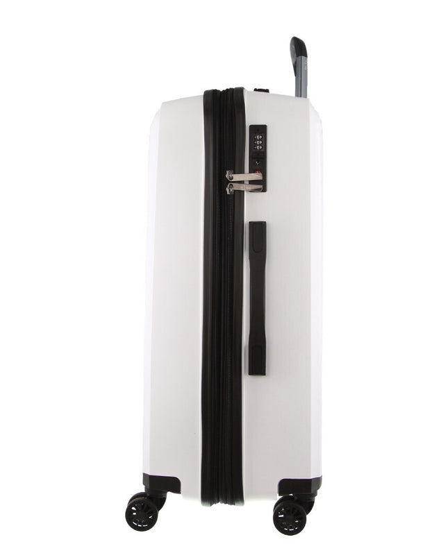 Pierre Cardin Inspired Milleni Checked Luggage Bag Travel Carry On Suitcase 75cm (124L) - White
