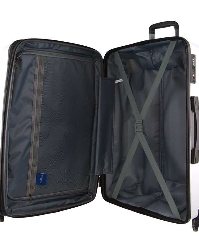Pierre Cardin Inspired Milleni Checked Luggage Bag Travel Carry On Suitcase 75cm (124L) - White