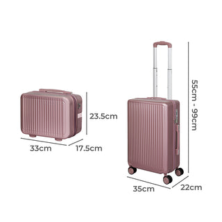 Slimbridge Luggage Suitcase Trolley Rose gold 2pc 14"+20"