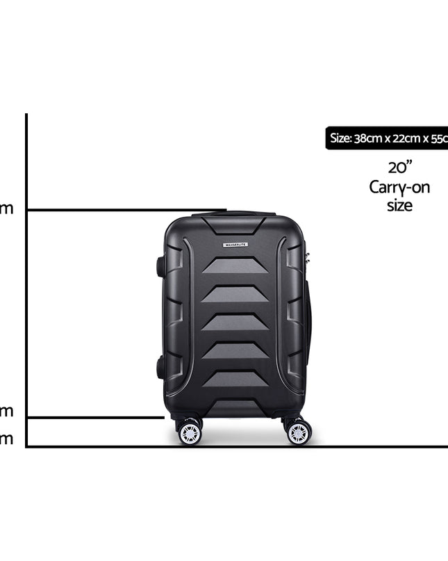 Wanderlite 20" 55cm Luggage Trolley Travel Suitcase Set Hard Case Lightweight Strap