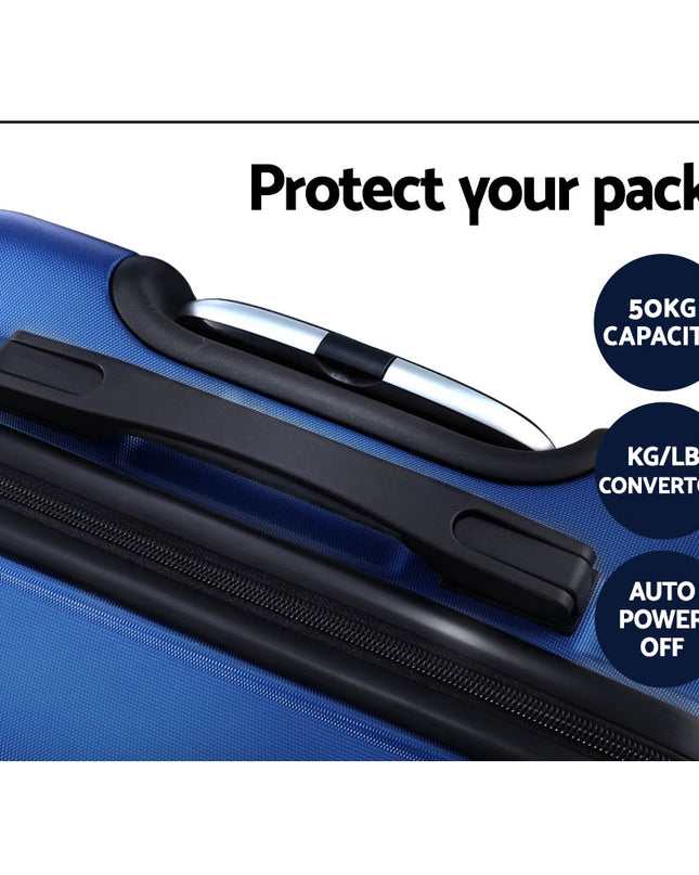 Wanderlite 2pc Luggage Trolley Travel Suitcase Set TSA Hard Case Lightweight Blue