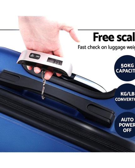 Wanderlite 2pc Luggage Trolley Travel Suitcase Set TSA Hard Case Lightweight Blue
