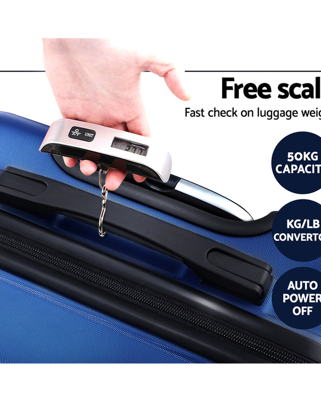 Wanderlite 2pc Luggage Trolley Travel Suitcase Set TSA Hard Case Lightweight Blue