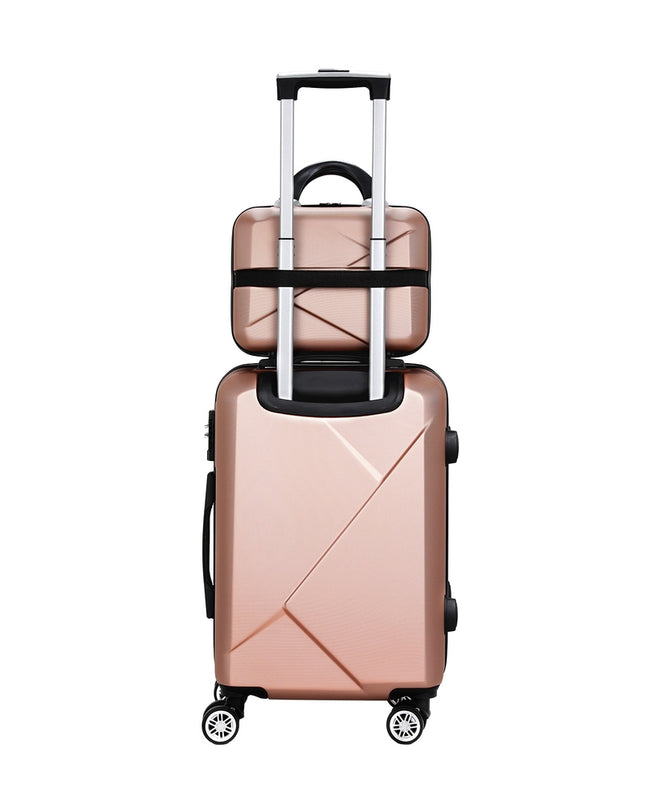Wanderlite 2pc Luggage 12" 20" Trolley Travel Suitcase Storage Carry On TSA Lock Rose Gold