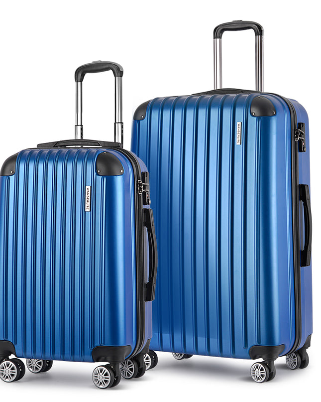 Wanderlite 2pcs Luggage Trolley Set Travel Suitcase Carry On Hard Case Lightweight Blue