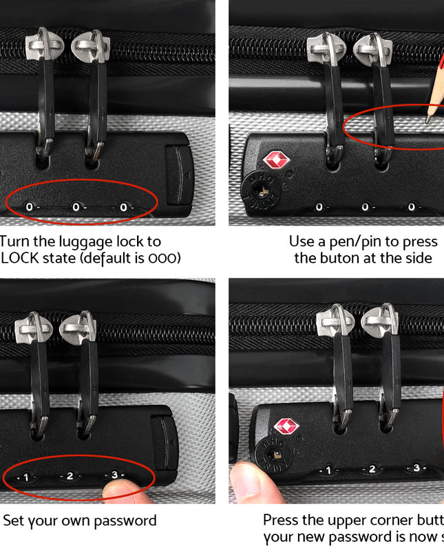 Wanderlite 2pc Luggage Trolley Set Suitcase Travel TSA Carry On Hard Case Lightweight White