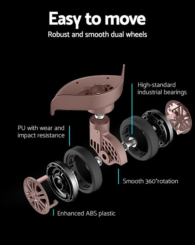 Wanderlite 3pc Luggage Trolley Set Suitcase Travel TSA Hard Case Carry On Pink Lightweight