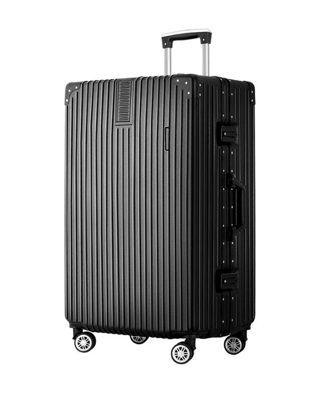Wanderlite 28" Luggage Trolley Travel Suitcase Set TSA Hard Case Lightweight Aluminum Black