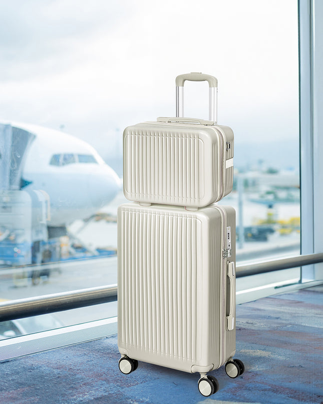 Slimbridge Luggage Suitcase Trolley White 2pc 14"+20"