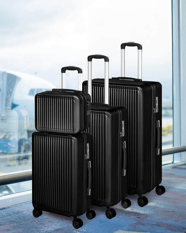 Slimbridge Luggage Suitcase Trolley Black 4pc 14"+20"+24"+28"