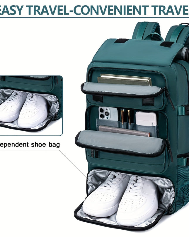 18.1-inch Easy-Travel Bag (46×30×16 cm): Four carrying modes in one bag, with independent shoe compartment and freely switchable hidden shoulder straps.(peacock blue）