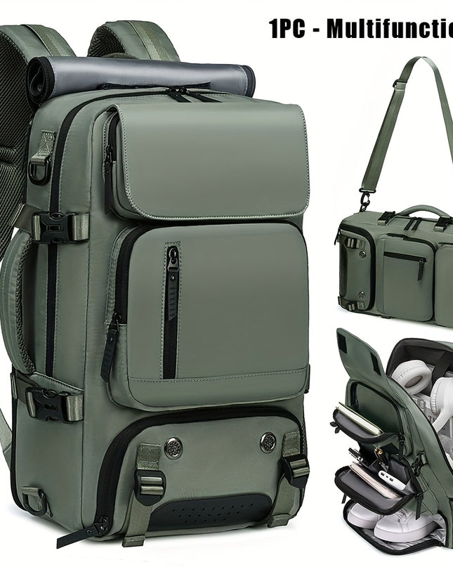 18.1-inch Easy-Travel Bag (46×30×16 cm): Four carrying modes in one bag, with independent shoe compartment and freely switchable hidden shoulder straps.(Army green）