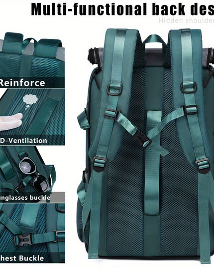 18.1-inch Easy-Travel Bag (46×30×16 cm): Four carrying modes in one bag, with independent shoe compartment and freely switchable hidden shoulder straps.(Army green）