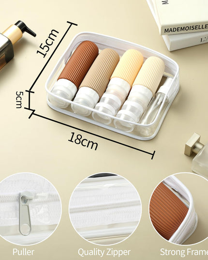 16-Piece Travel Bottle Set with Leak-Proof Silicone Squeeze Bottles – Reusable Toiletry Containers for Shampoo, Lotion, Makeup Remover (Cream)  | Other Colors Available in Store