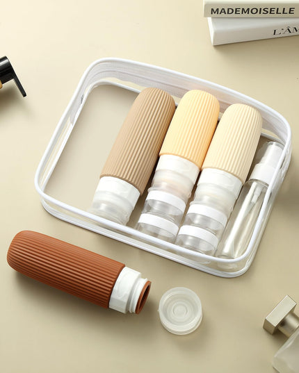 16-Piece Travel Bottle Set with Leak-Proof Silicone Squeeze Bottles – Reusable Toiletry Containers for Shampoo, Lotion, Makeup Remover (Cream)  | Other Colors Available in Store