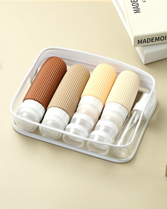 16-Piece Travel Bottle Set with Leak-Proof Silicone Squeeze Bottles – Reusable Toiletry Containers for Shampoo, Lotion, Makeup Remover (Cream)  | Other Colors Available in Store