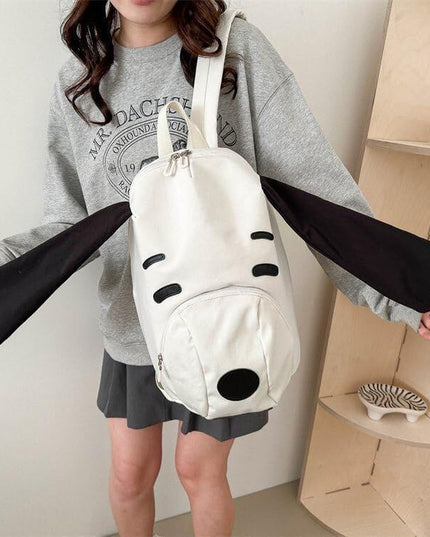 Cute Dog Face Backpack for Kids & Teens – White Cartoon Animal School Bag with Long Ears, Large Capacity Daypack for Girls and Boys (White)