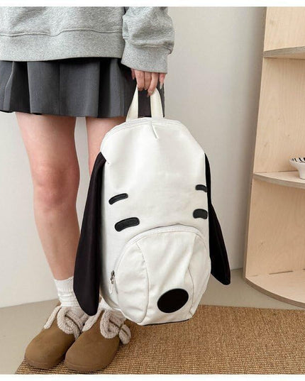 Cute Dog Face Backpack for Kids & Teens – White Cartoon Animal School Bag with Long Ears, Large Capacity Daypack for Girls and Boys (White)