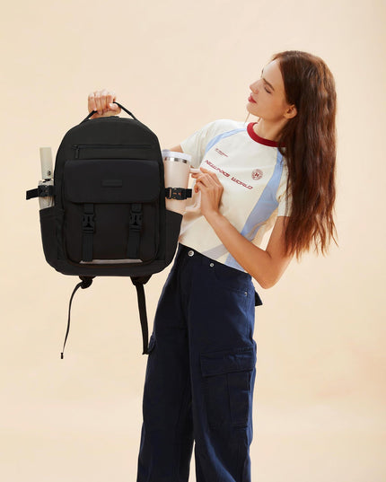 School Backpack for Teens & Students – Large Capacity Laptop Bag with 15.6 Inch Compartment, Waterproof Fabric & Multiple Pockets, Ideal for College, Travel, and Daily Use (Black)