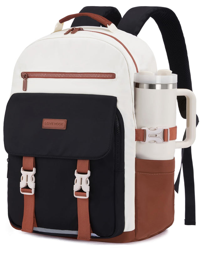 School Backpack for Teens & Students – Large Capacity Laptop Bag with 15.6 Inch Compartment, Waterproof Fabric & Multiple Pockets, Ideal for College, Travel, and Daily Use (Brown)