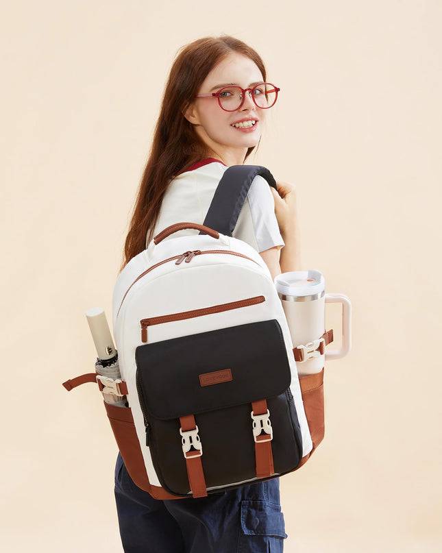 School Backpack for Teens & Students – Large Capacity Laptop Bag with 15.6 Inch Compartment, Waterproof Fabric & Multiple Pockets, Ideal for College, Travel, and Daily Use (Brown)