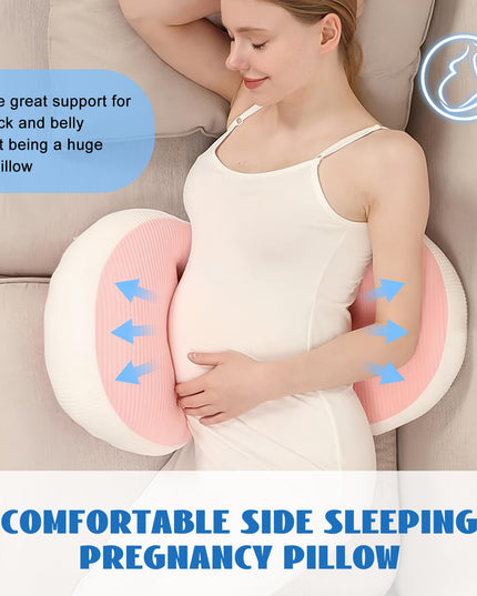 Adjustable Pregnancy Pillow with Velcro Design – Side Sleeping Support for Back, Belly, Hips & Legs, Travel-Friendly Maternity Pillow with Bonus Auxiliary Pillow(Red)