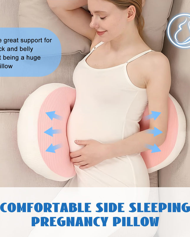 Adjustable Pregnancy Pillow with Velcro Design – Side Sleeping Support for Back, Belly, Hips & Legs, Travel-Friendly Maternity Pillow with Bonus Auxiliary Pillow(Red)