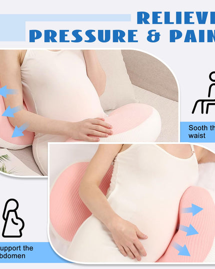 Adjustable Pregnancy Pillow with Velcro Design – Side Sleeping Support for Back, Belly, Hips & Legs, Travel-Friendly Maternity Pillow with Bonus Auxiliary Pillow(Red)
