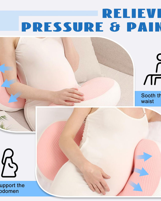 Adjustable Pregnancy Pillow with Velcro Design – Side Sleeping Support for Back, Belly, Hips & Legs, Travel-Friendly Maternity Pillow with Bonus Auxiliary Pillow(Red)