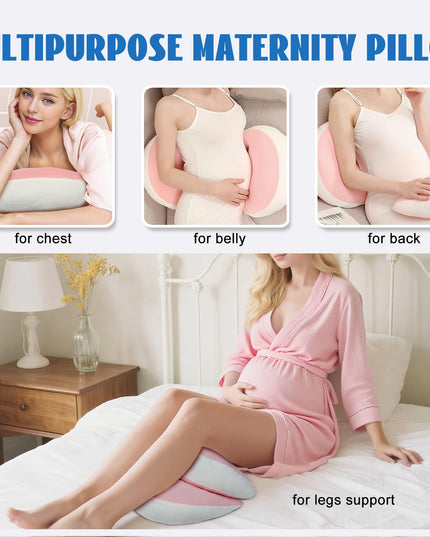 Adjustable Pregnancy Pillow with Velcro Design – Side Sleeping Support for Back, Belly, Hips & Legs, Travel-Friendly Maternity Pillow with Bonus Auxiliary Pillow(Red)