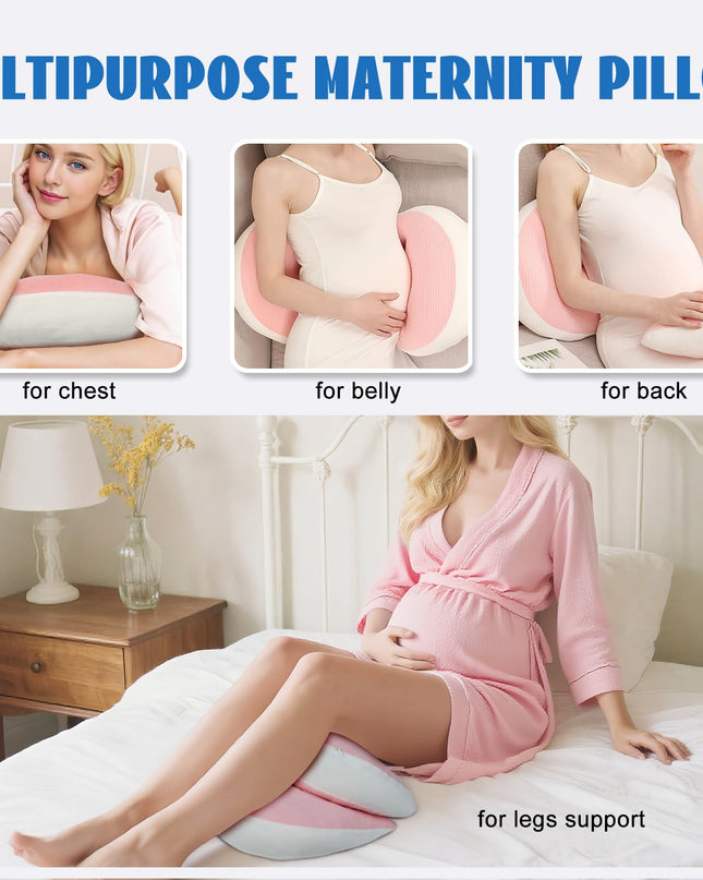Adjustable Pregnancy Pillow with Velcro Design – Side Sleeping Support for Back, Belly, Hips & Legs, Travel-Friendly Maternity Pillow with Bonus Auxiliary Pillow(Red)
