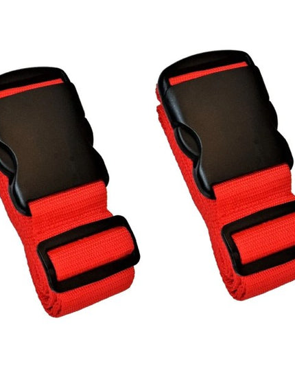 Red Luggage Straps 2-Pack with Metal Luggage Tags Adjustable Suitcase Strap Set
