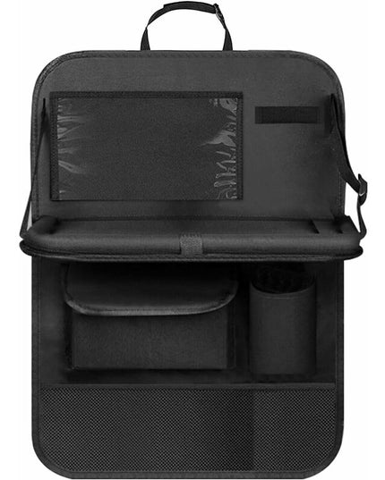 Car Organizer For Kids, Back Seat Protector With Clear Pocket, Organizer With Tray And Phone/Ipad Pocket(Black)