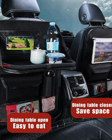Car Organizer For Kids, Back Seat Protector With Clear Pocket, Organizer With Tray And Phone/Ipad Pocket(Black)