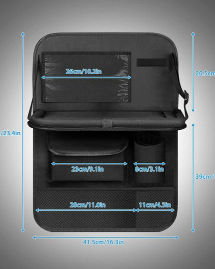 Car Organizer For Kids, Back Seat Protector With Clear Pocket, Organizer With Tray And Phone/Ipad Pocket(Black)
