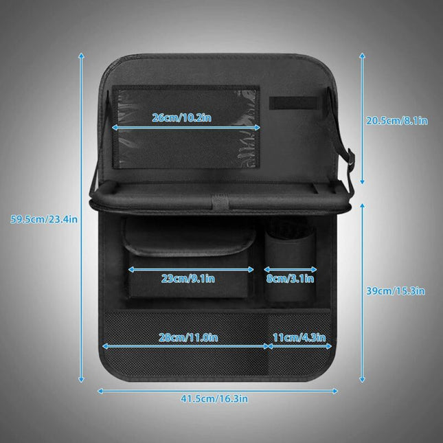 Car Organizer For Kids, Back Seat Protector With Clear Pocket, Organizer With Tray And Phone/Ipad Pocket(Black)