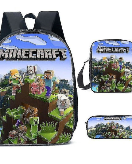 Minecraft School Bags for Elementary and High School Minecraft Game Peripheral Backpack in Three Sets K