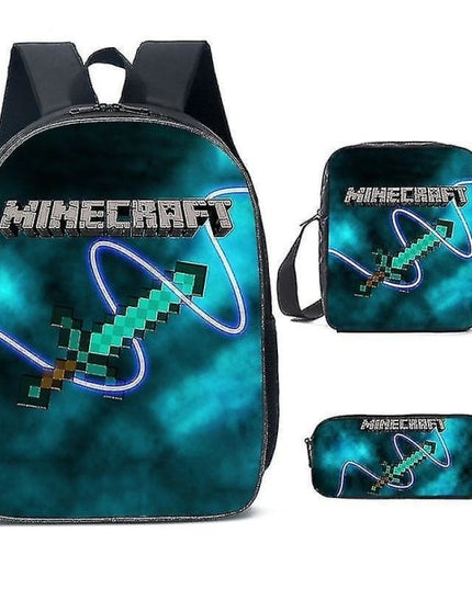 Minecraft School Bags for Elementary and High School Minecraft Game Peripheral Backpack in Three Sets K
