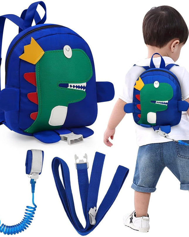 Leash - Dinosaur Backpack + 4-in-1 Leash and Adjustable Safety Wristband (Ideal Gift)