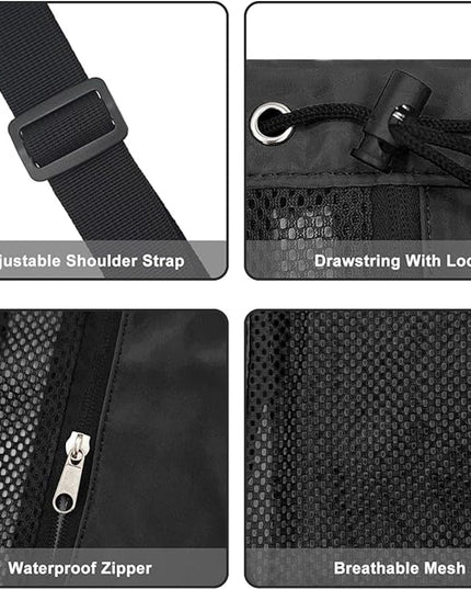 Backpack - Sports Bag - Travel Bag - Training Bag - Swimming Bag - 30*15*45cm - Mesh Material - Drawstring Design - Side Storage Space - Unisex - Suitable for Fitness, Swimming, Travel, Dancing, Camping（Gray）