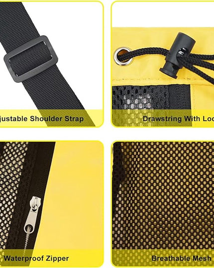 Backpack - Sports Bag - Travel Bag - Training Bag - Swimming Bag - 30*15*45cm - Mesh Material - Drawstring Design - Side Storage Space - Unisex - Suitable for Fitness, Swimming, Travel, Dancing, Camping（Yellow）