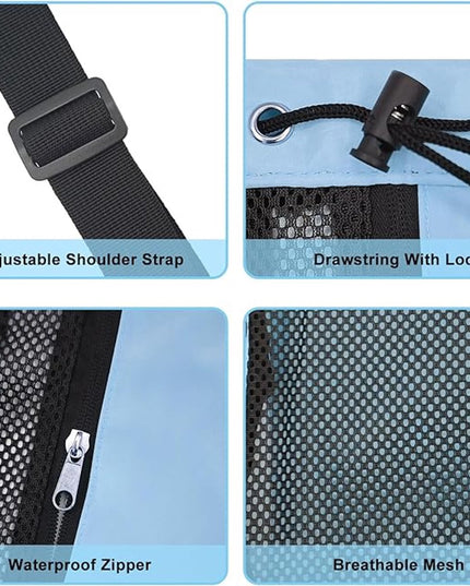Backpack - Sports Bag - Travel Bag - Training Bag - Swimming Bag - 30*15*45cm - Mesh Material - Drawstring Design - Side Storage Space - Unisex - Suitable for Fitness, Swimming, Travel, Dancing, Camping（Blue）