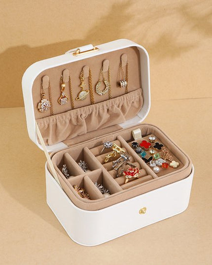 Travel Jewelry Case - 2 Layers with Velvet & Detachable Compartments - For Necklaces, Earrings & Bracelets - Green