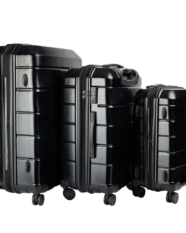Olympus 3PC Artemis Luggage Set Hard Shell Suitcase ABS+PC  Jet Black