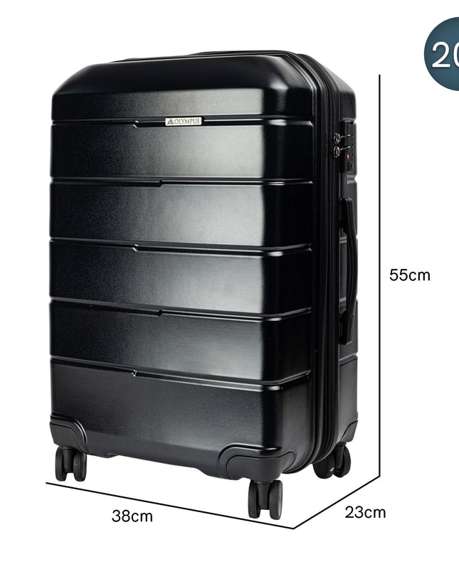 Olympus 3PC Artemis Luggage Set Hard Shell Suitcase ABS+PC  Jet Black