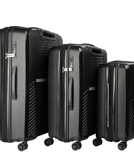 Olympus 3PC Astra Luggage Set Hard Shell Suitcase - Obsidian Black